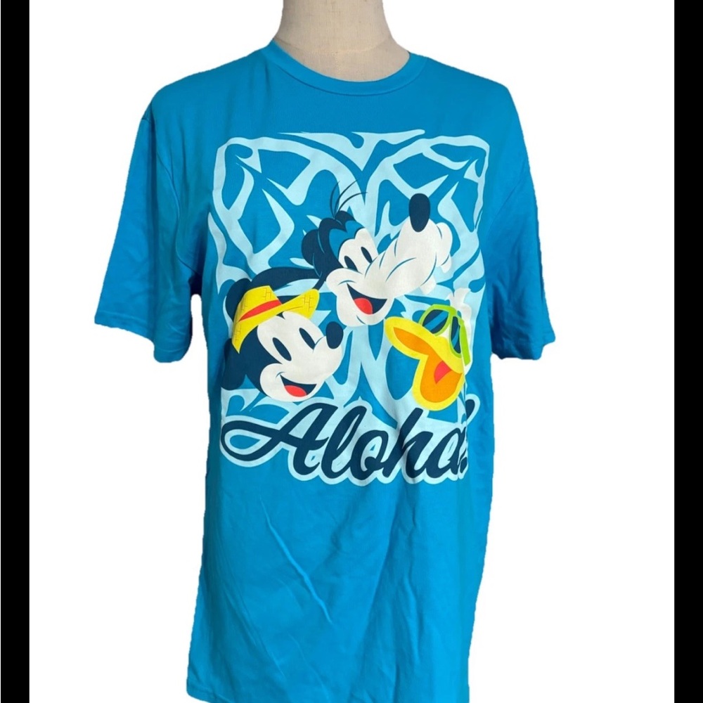 Disney Aloha Aulani XL Blue Mickey Mouse T-shirt Donald Duck, Goofy Crew